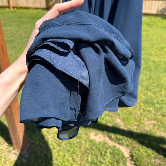 Azazie Dark Navy Chiffon Bridesmaid/Prom/Formal Dress Sleeveless Straps Size 16 - Picture 11 of 12